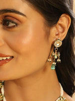 Thumbnail for Nuyug 22K Gold Plated Pearl Empress Flora Green Stone Drops Necklace Set