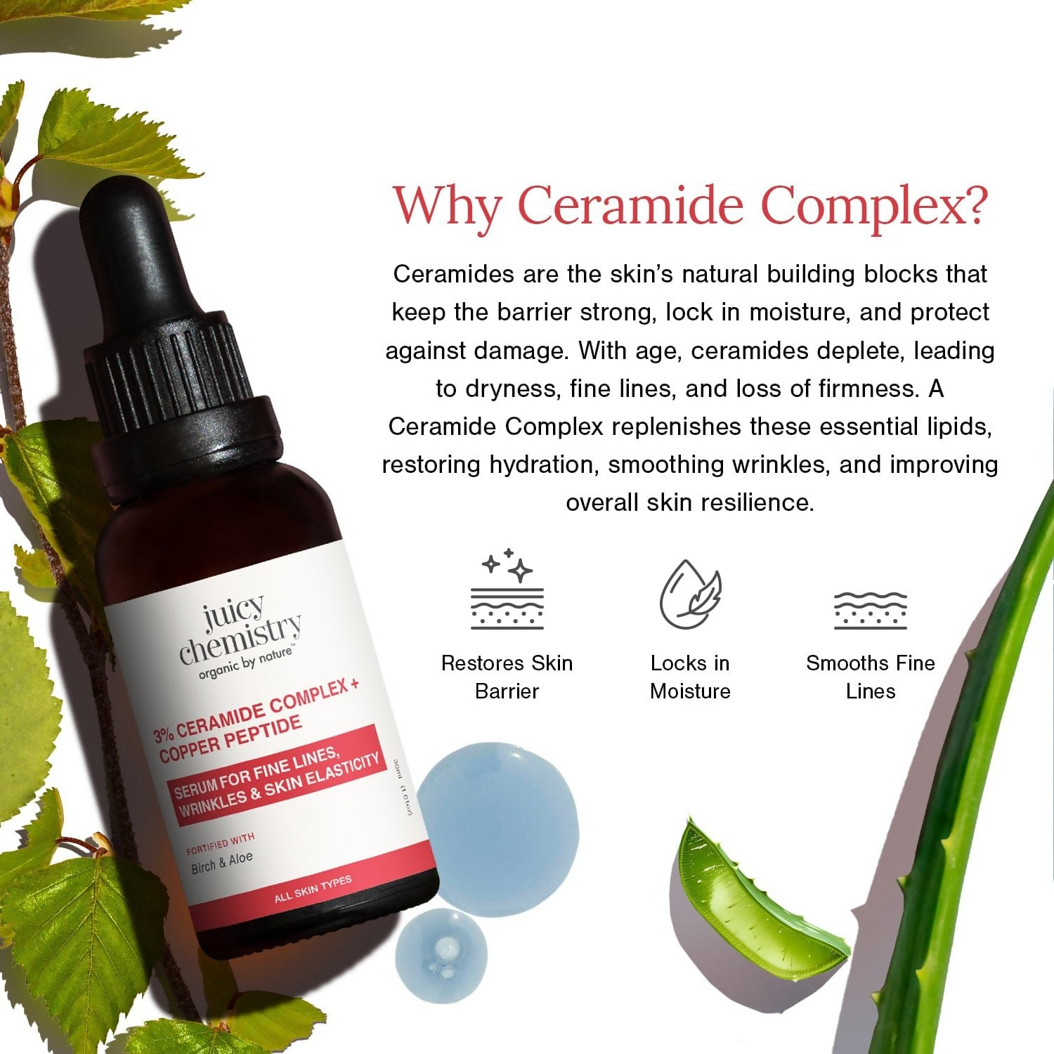 Juicy Chemistry 3% Ceramide Complex + Copper Peptide Face Serum - Distacart