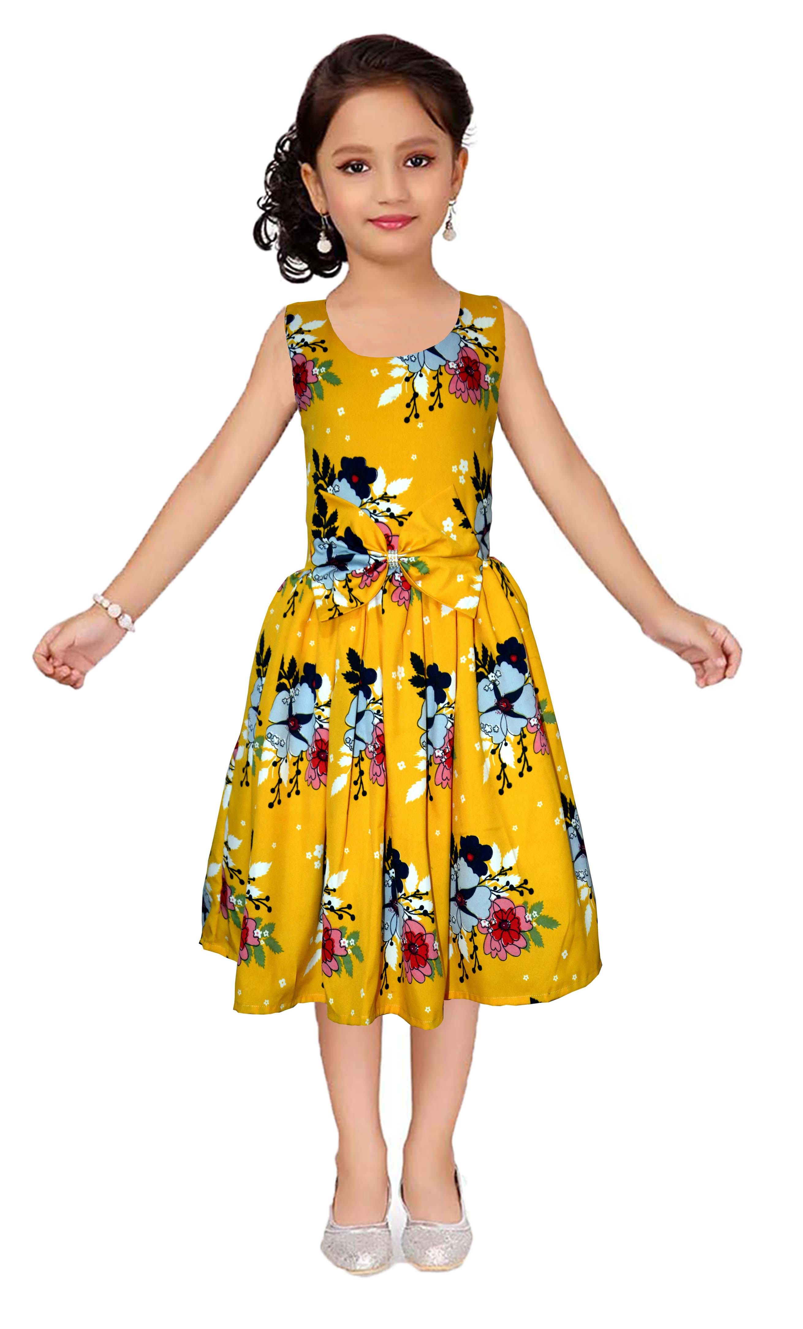 Asmaani Kids Party Wear Stylish Dresses, Perfect for Parties, Functions & Vacations - Mustard - Distacart