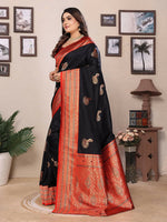 Thumbnail for Joban Fashion Banarasi Black Small Butti Soft Silk Saree