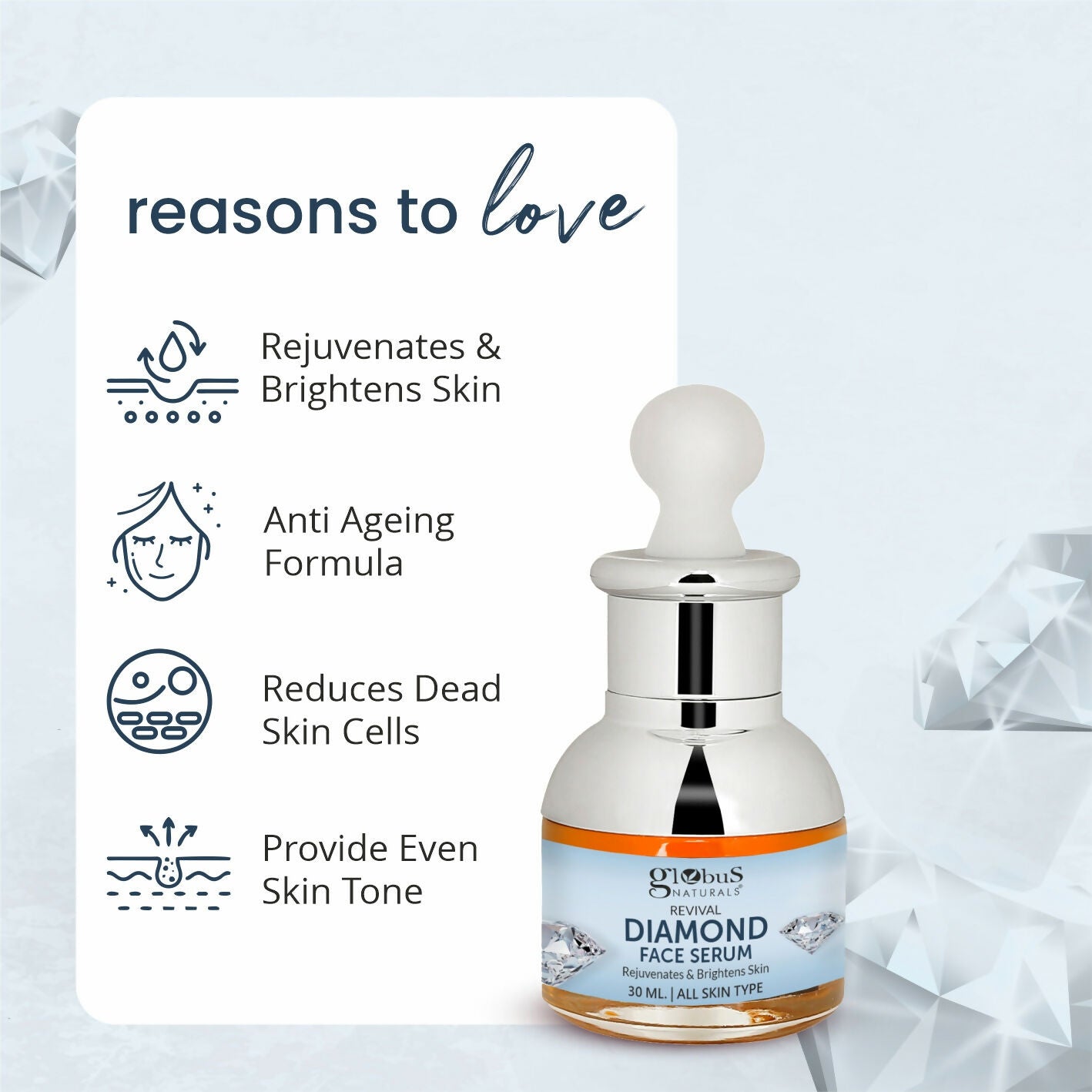Globus Naturals Revival Diamond Shine Boosting & Anti Ageing Face Serum