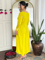Thumbnail for The52 Women's Gorgeous Vichitra Silk Embroidery Flared Kurta with Pant And Dupatta Set