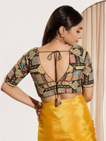 Thumbnail for Joban Fashion Black Viscose Rayon Padded Blouse With V Neck Elbow Sleeves - Distacart