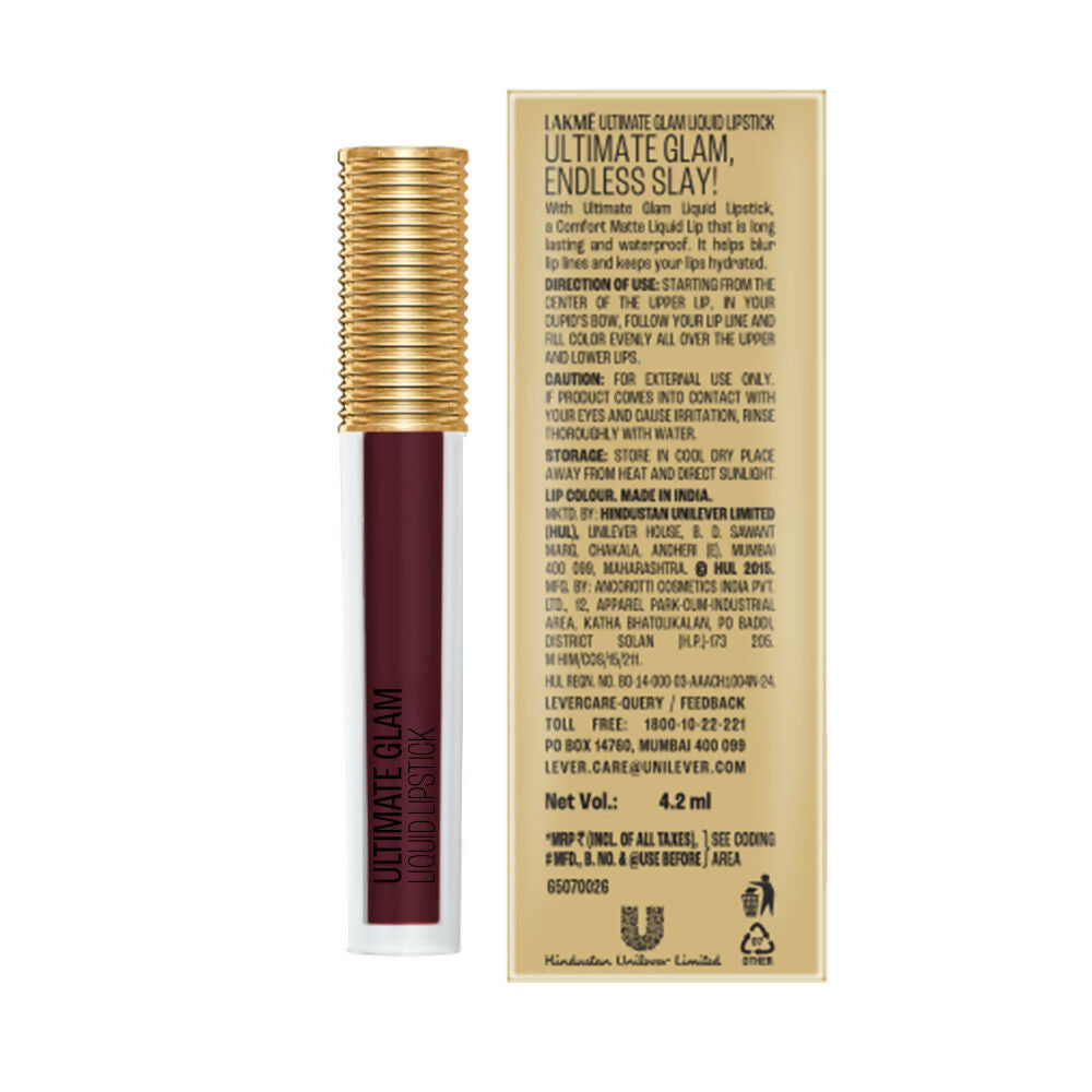 Lakme Ultimate Glam Matte Liquid Lipstick - Wine Touch - Distacart