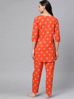 Thumbnail for Anubhutee Orange & White Cotton Printed Night suit - Distacart