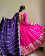 Thumbnail for Preksha Creation Women Gown Faux Georgette With Thread Sequin With Dupatta And Pant - Blue - Distacart