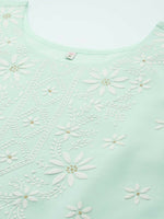Thumbnail for Ahalyaa Women Sea Green Floral Printed Georgette Kurta - Distacart