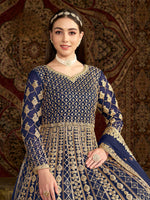 Thumbnail for Anaita Navy Blue Embroidered Net Anarkali Suit - Distacart