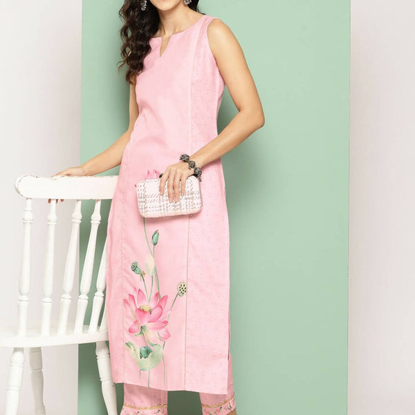 Ahalyaa Women's Traditional wear Kurta Set - Pink - Distacart