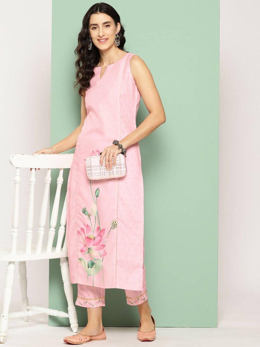 Ahalyaa Women's Traditional wear Kurta Set - Pink - Distacart