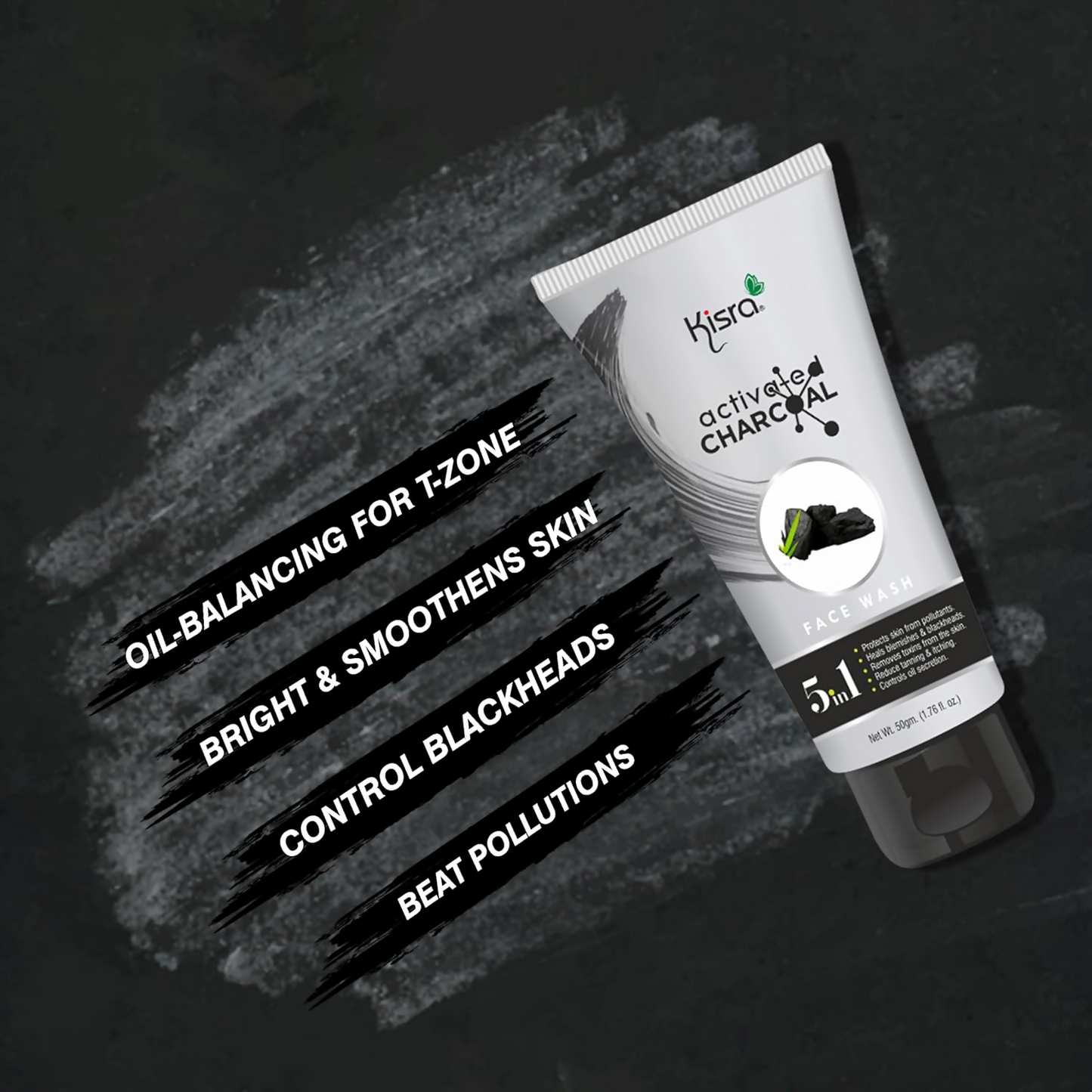 Kisra Activated Charcoal Anti-Pollution Face Wash - Distacart