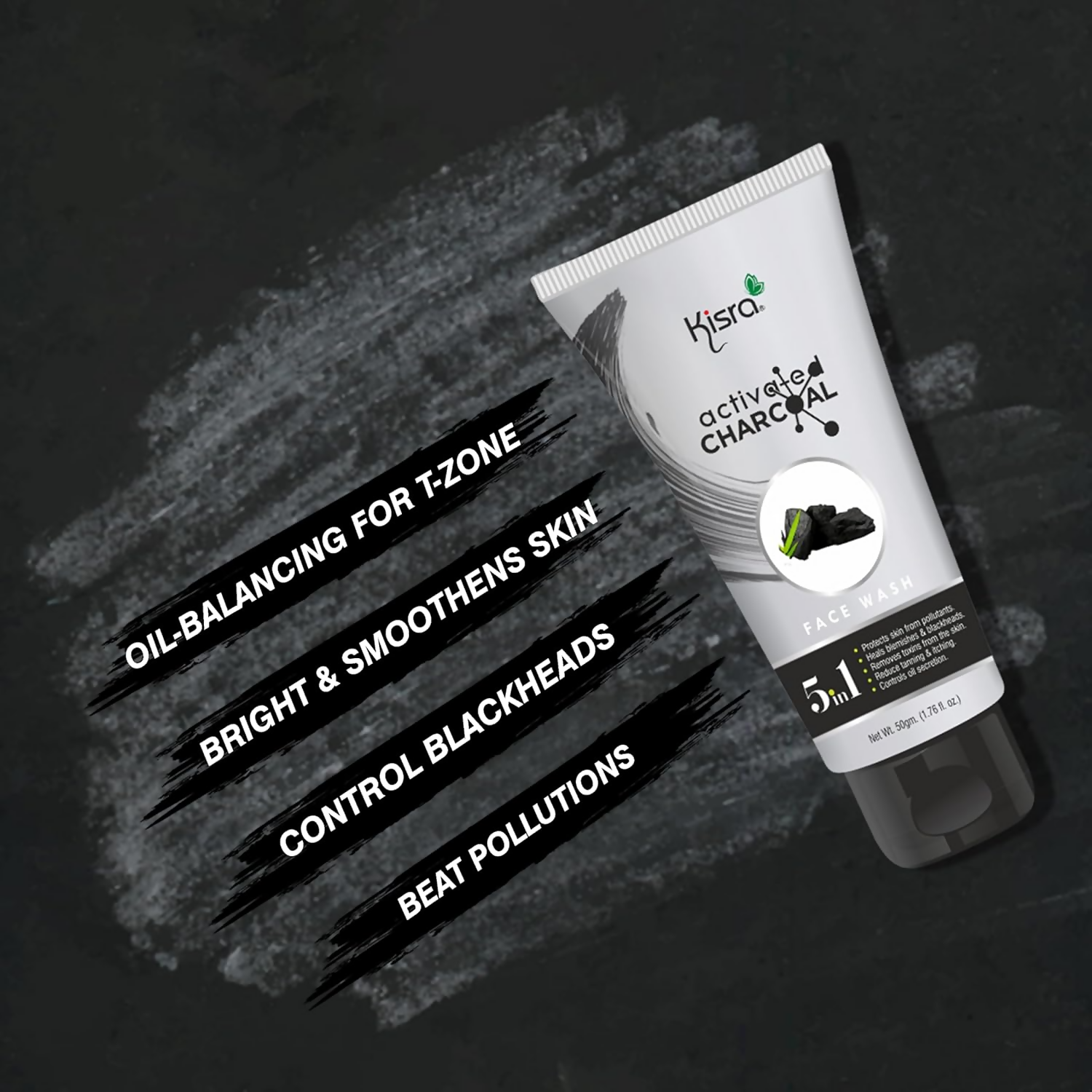Kisra Activated Charcoal Anti-Pollution Face Wash - Distacart