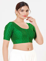 Thumbnail for Joban Fashion Green Taffeta Silk Elbow Sleeveless Front Open Blouse