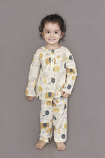 Thumbnail for Breathables White Animal Print Cotton Nightsuit Set | Boys & Girls Kids Sleepwear - Dista