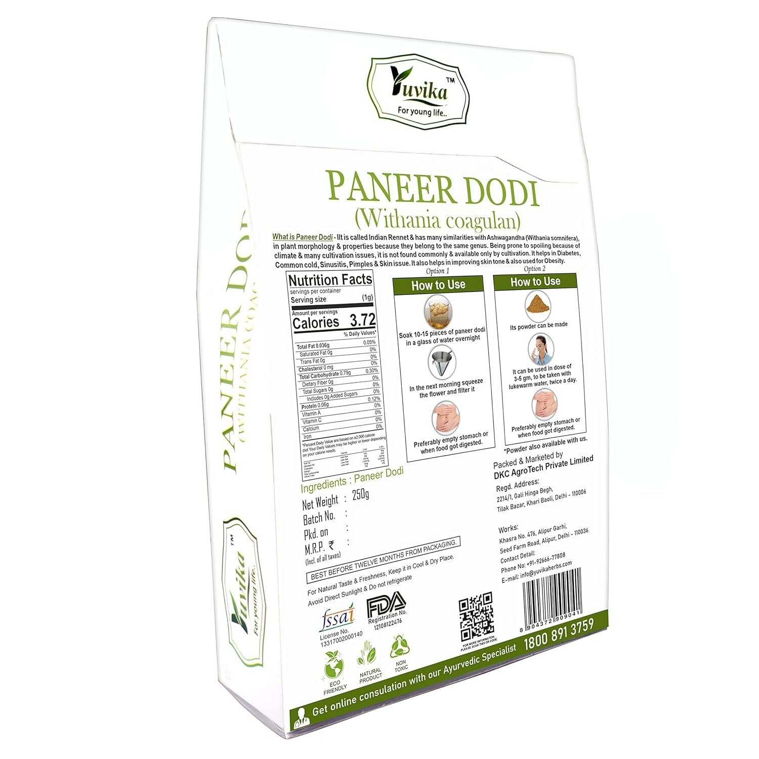 Yuvika Paneer DODI - Paneer Ke Phool - Withania Coagulan