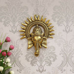 Thumbnail for eCraftIndia Golden Lord Ganesha With Sun Decorative Metal Wall Hanging - Distacart