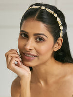 Thumbnail for Nuyug 22K Gold-Plated Kundan & Pearls Studded Matha Patti with Regal Motifs Head Jewellery