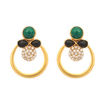 Thumbnail for Nuyug 22K Gold Plated Cubic Zirconia Studded Contemporary Stone Earrings