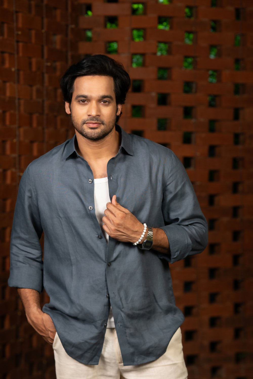 Linen Gray Ocean Haze Shirt By Hilo Design