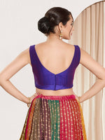 Thumbnail for Joban Fashion Brinjal Mulberry Silk Padded Blouse With Round Neck Sleeveless