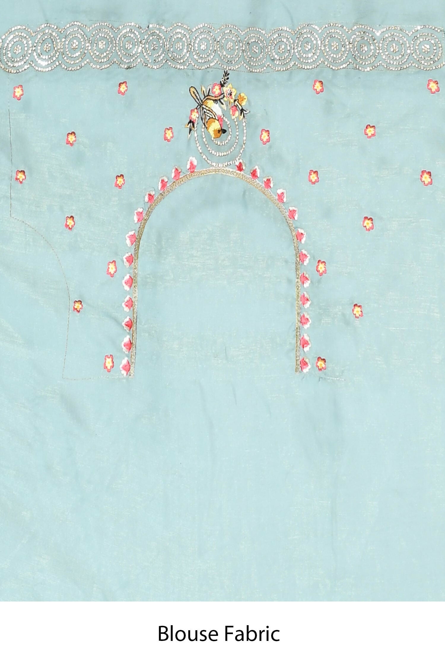 Blue Net Organza Silk Thread Emboidered with Stone Work Saree - Nimaya Benzy - Distacart