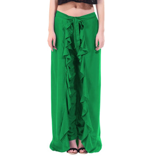 Asmaani Green Color Plain Ruffle Palazzo