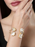 Thumbnail for NVR Women's Gold-Plated Mother of Pearl Handcrafted Cuff Bracelet - Distacart