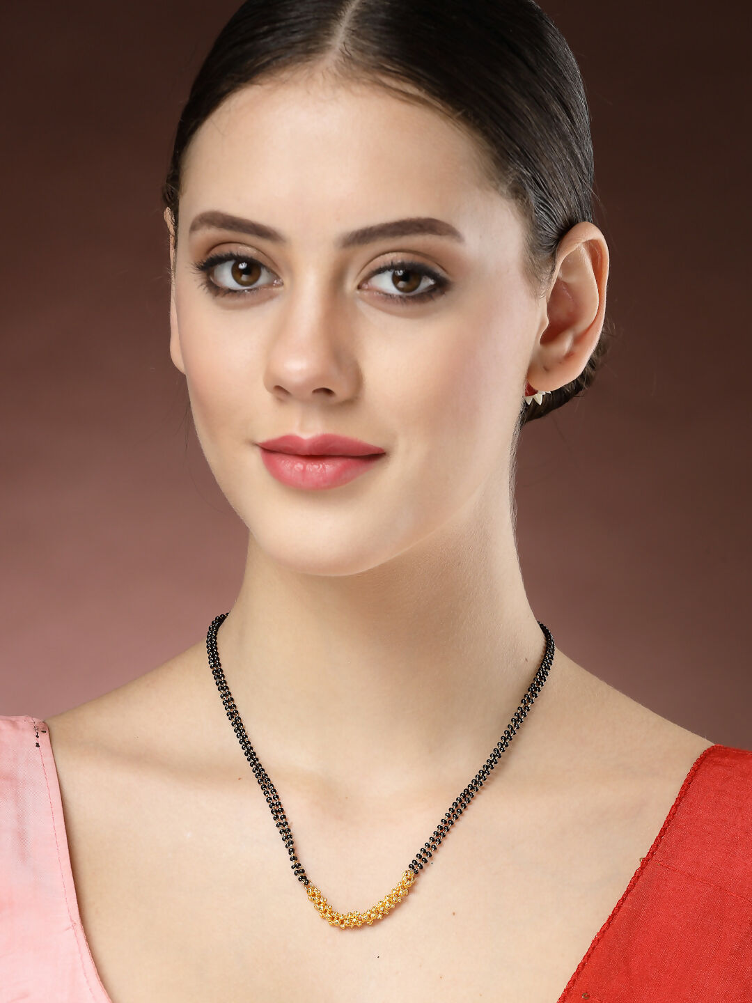 NVR Women's Gold-Polished Black Beaded Mangalsutra - Distacart