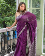 Thumbnail for Exclusive Collection Purple Most Trending Beautiful Pure Cotton Handloom Saree