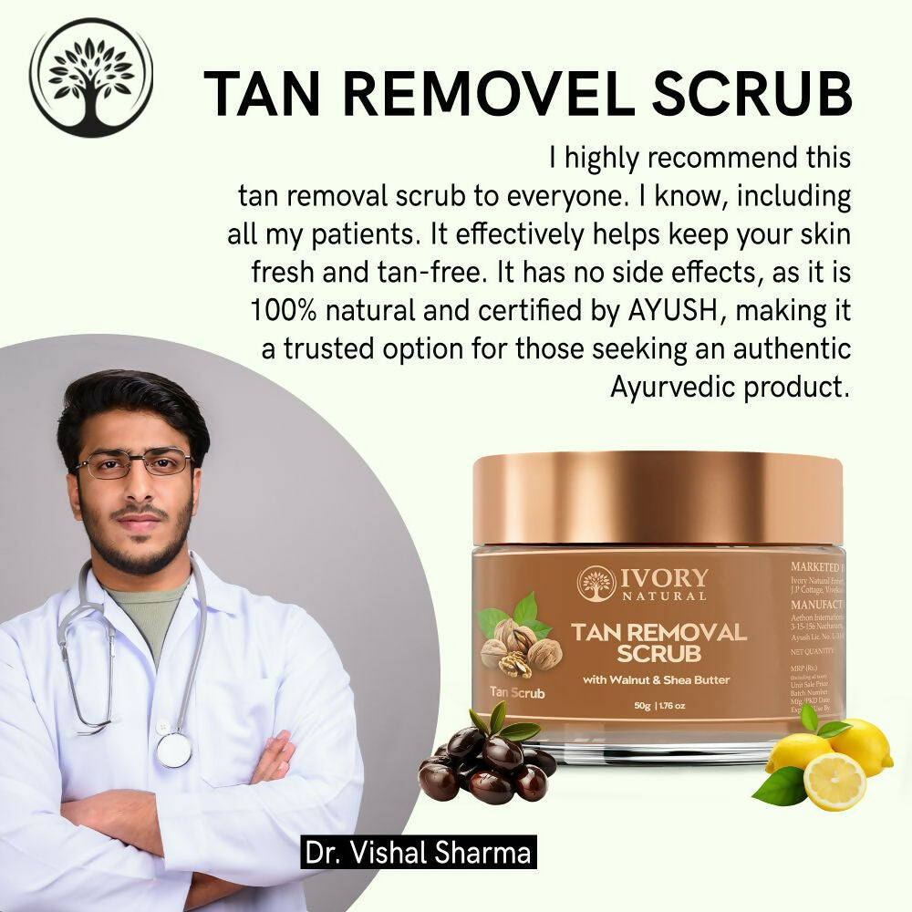 Ivory Natural Tan Scrub , Reduce Tan, Restores Radiant Skin Glow - Distacart