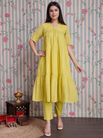 Thumbnail for Ode by House of Pataudi Pure Cotton Anarkali Kurta with Trousers - Distacart