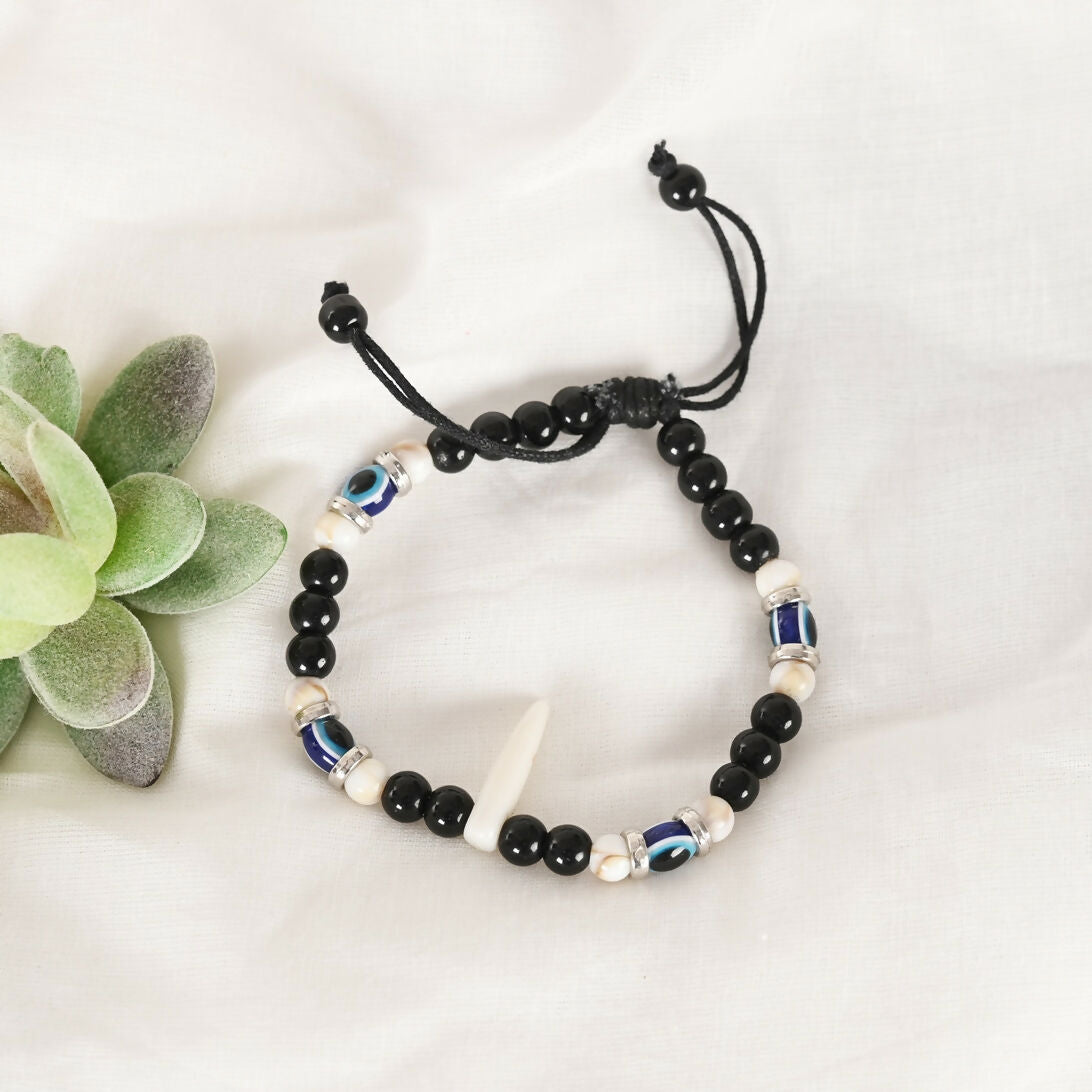 NVR Men & Women Pearl Evil Eye Adjustable Bracelet - Distacart