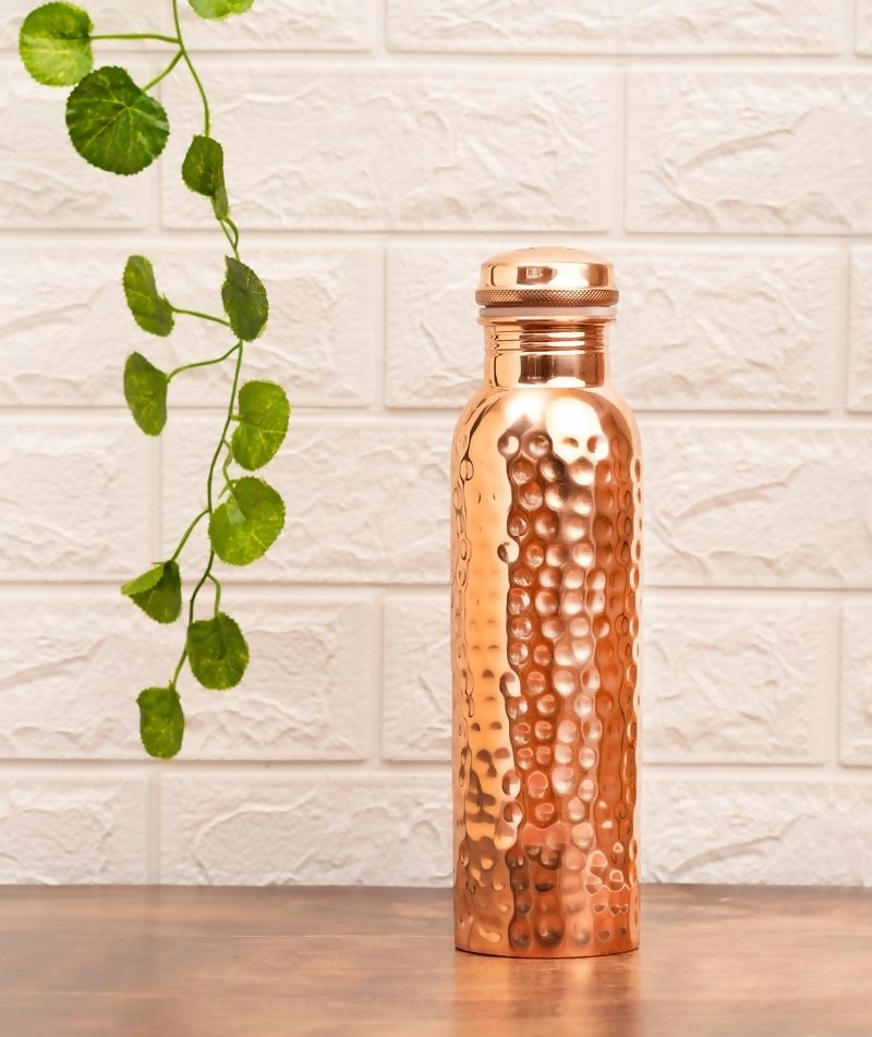 Isha Life Hammered Copper Water Bottle - 950 ml - Distacart