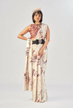 Thumbnail for Vastranavya White Satin Silk Elegant Printed Saree with Unstitched Blouse - Distacart
