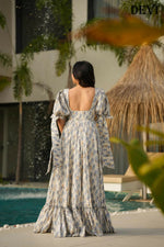Thumbnail for Aayaa Designer Printed Full Flared Gown - Multi Color - Distacart