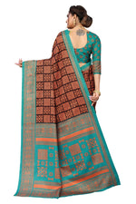 Thumbnail for Vamika Brown Printed Art Silk Saree - Distacart