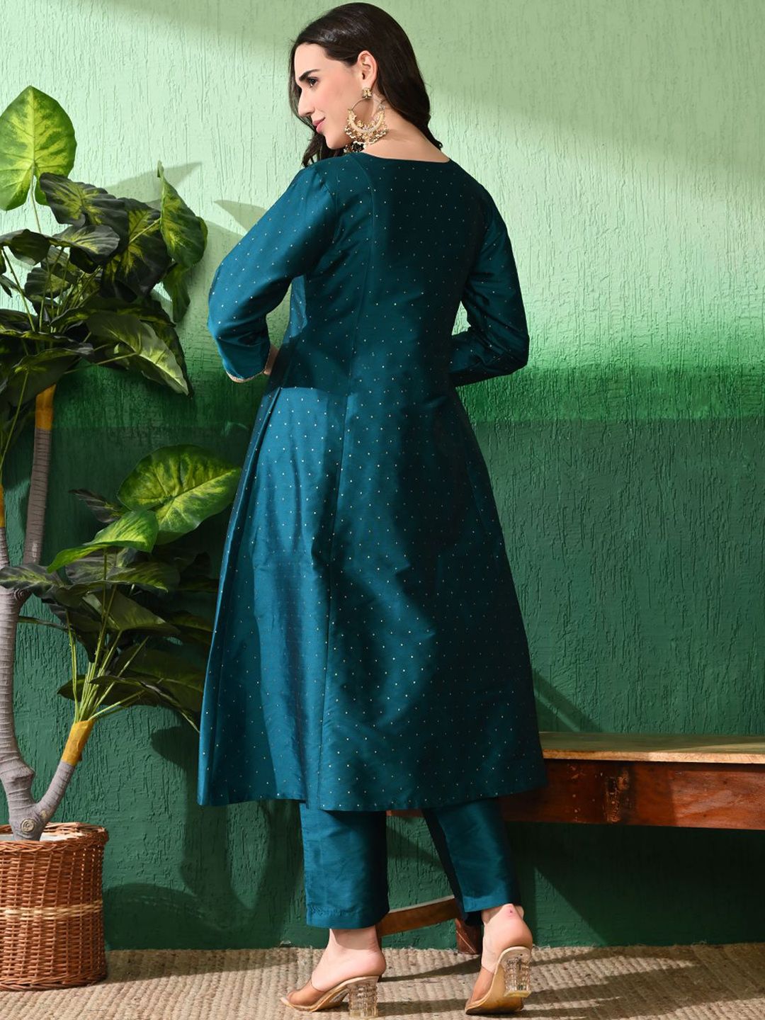 Sangria Printed A-Line Kurta With Trouser