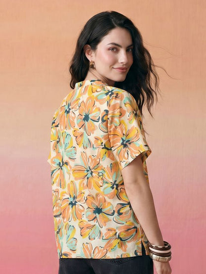 Janasya Multi Straight Cotton Top - Dista