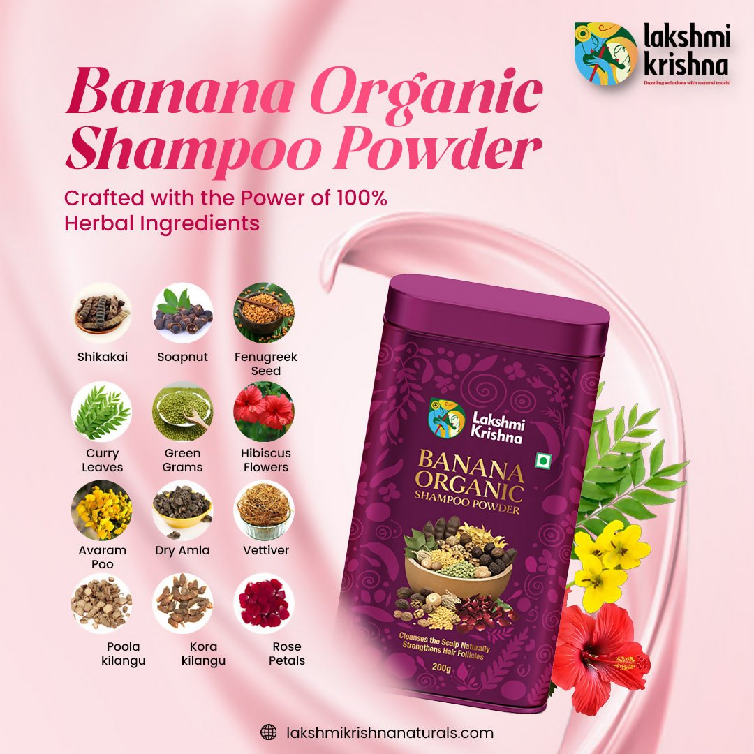 Lakshmi Krishna Naturals Banana Organic Shampoo Powder