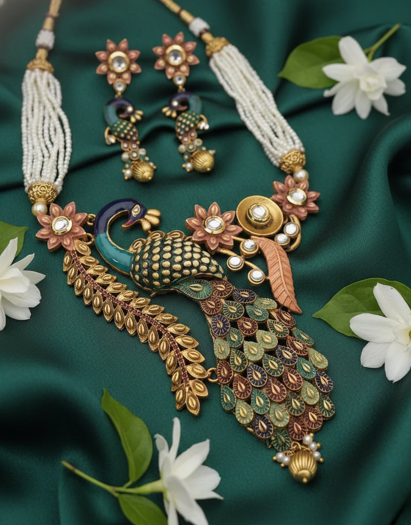 Jewel City New Designer Peacock Antique Necklace Set - Distacart