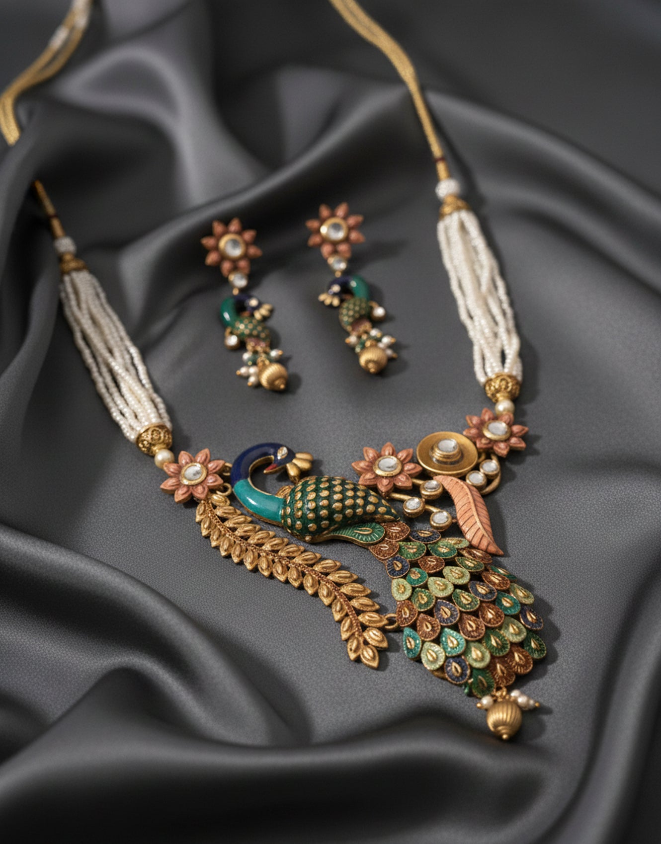 Jewel City New Designer Peacock Antique Necklace Set - Distacart