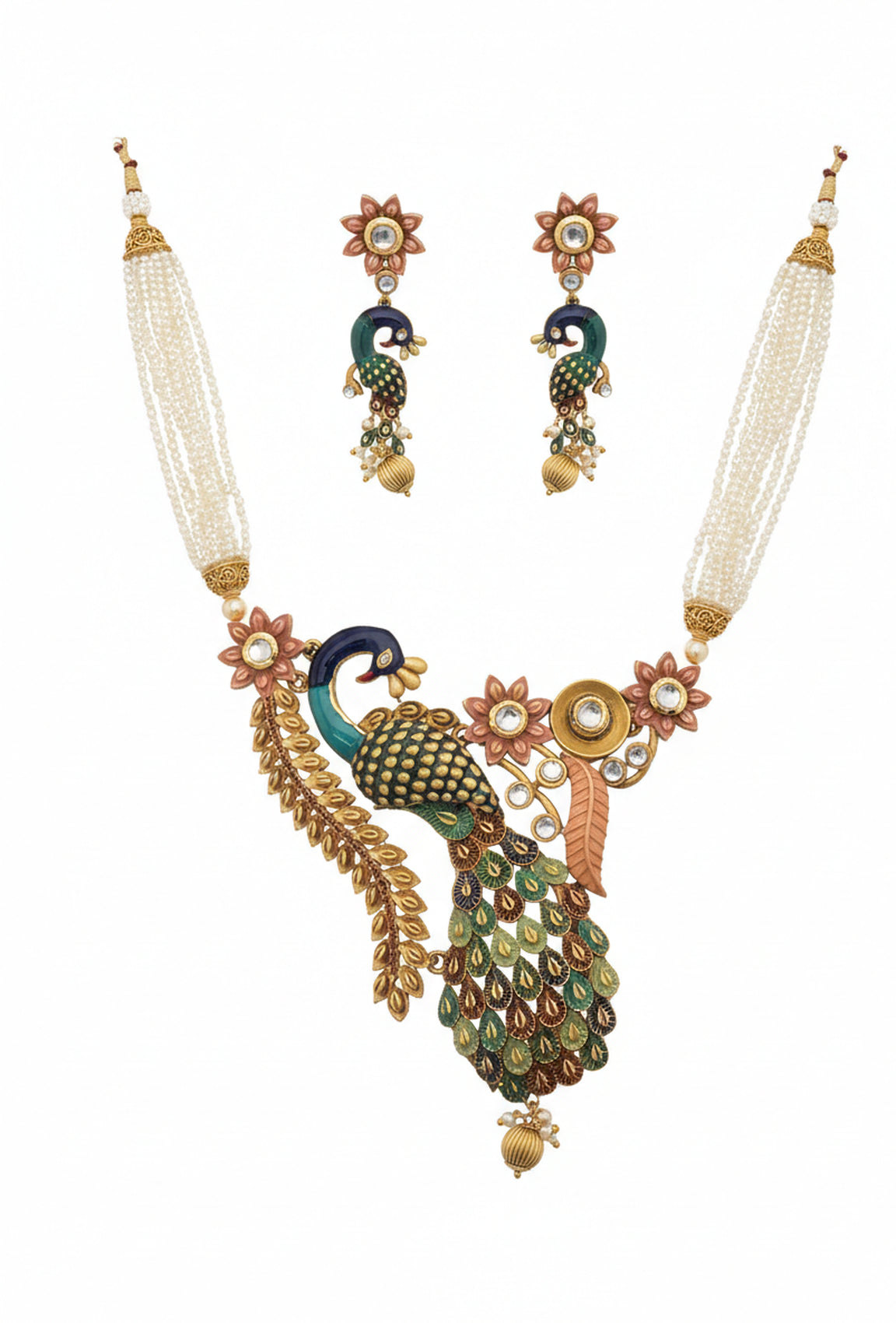 Jewel City New Designer Peacock Antique Necklace Set - Distacart
