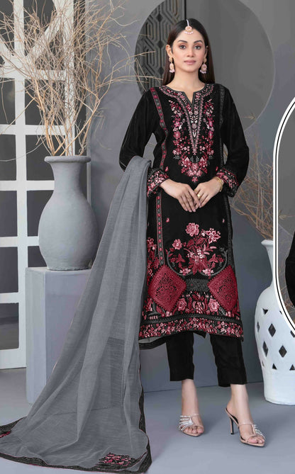 Anaita Black Velvet Suit with Embroidery Sequence Work - Distacart