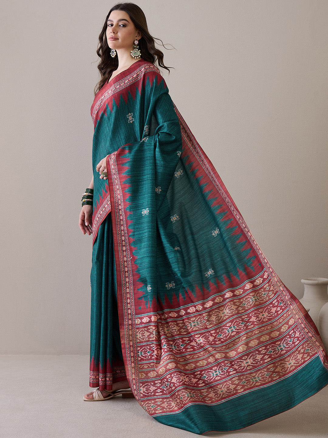 NOZ2TOZ Women's Silk Blend Maroon Printed Designer Saree With Blouse Piece - Distacart