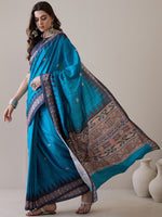 Thumbnail for NOZ2TOZ Women's Silk Blend Navy Blue Printed Designer Saree With Blouse Piece - Distacart