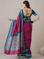 Thumbnail for NOZ2TOZ Women's Silk Blend Teal blue Printed Designer Saree With Blouse Piece - Distacart