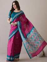 Thumbnail for NOZ2TOZ Women's Silk Blend Teal blue Printed Designer Saree With Blouse Piece - Distacart