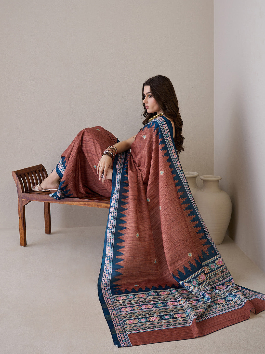 NOZ2TOZ Women's Silk Blend Teal blue Printed Designer Saree With Blouse Piece - Distacart