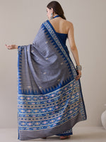 Thumbnail for NOZ2TOZ Women's Silk Blend Blue Printed Designer Saree With Blouse Piece - Distacart