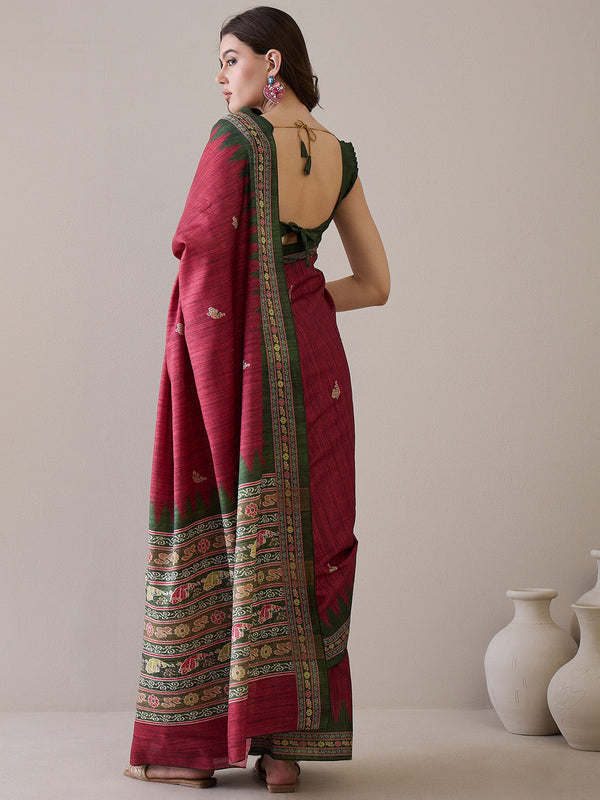 NOZ2TOZ Women's Silk Blend Green Printed Designer Saree With Blouse Piece - Distacart